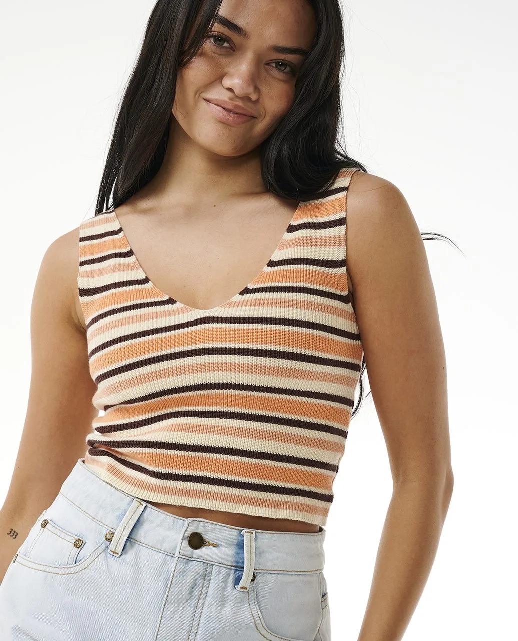 Rip Curl Block Party Knit Tank-Peach