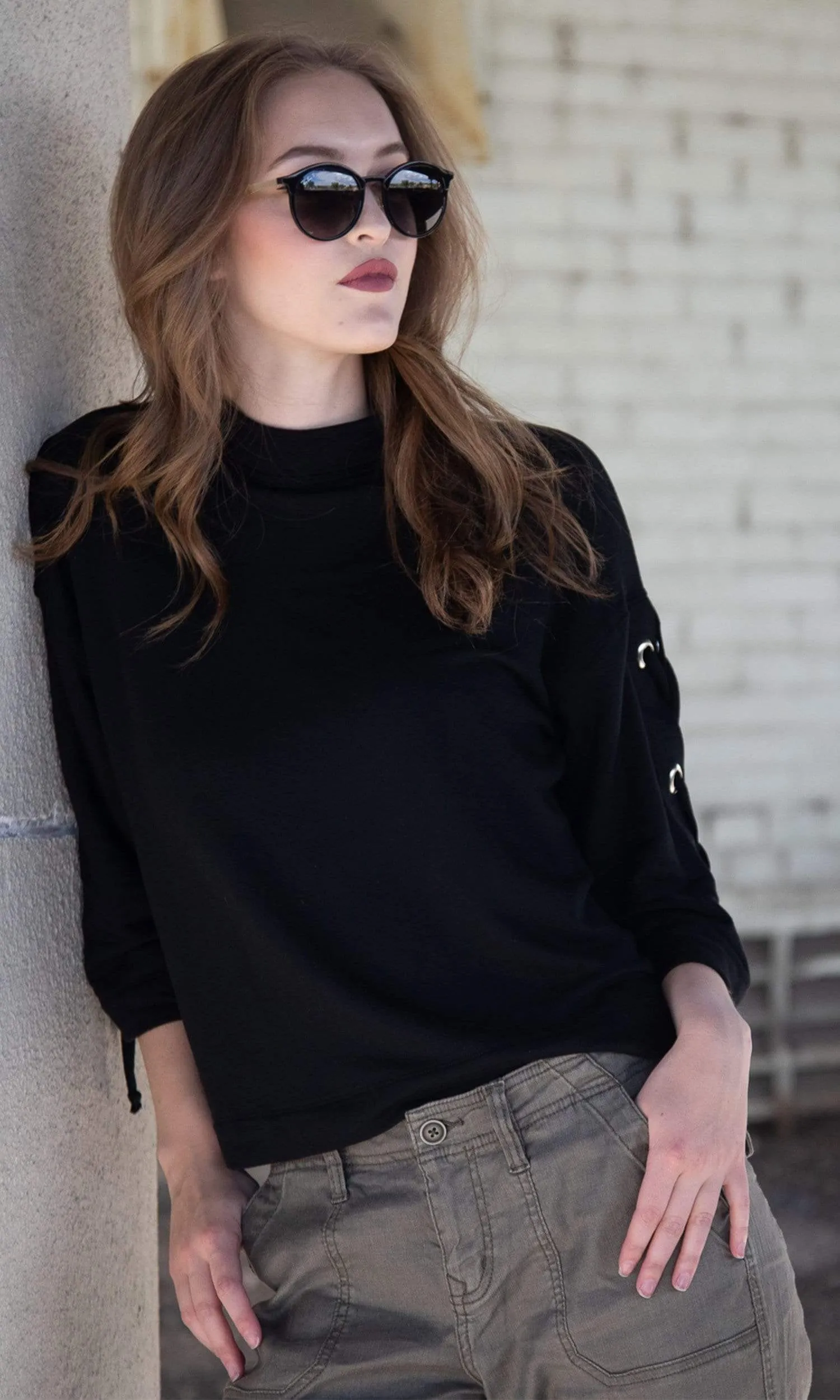 River   Sky Penny Lace Up Sleeve Sweatshirt
