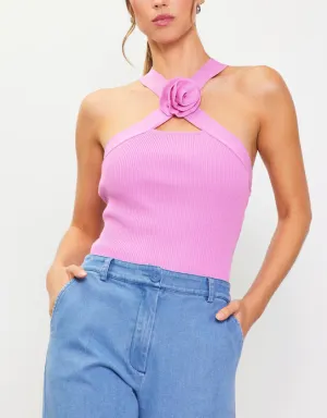 Rosette Knit Halter Top