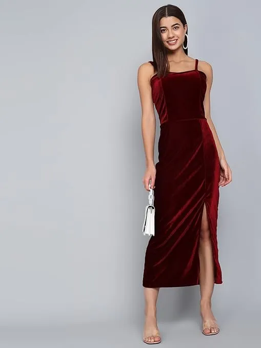 Royal Rouge Velvet Symphony Sleeveless Bodycon Dress