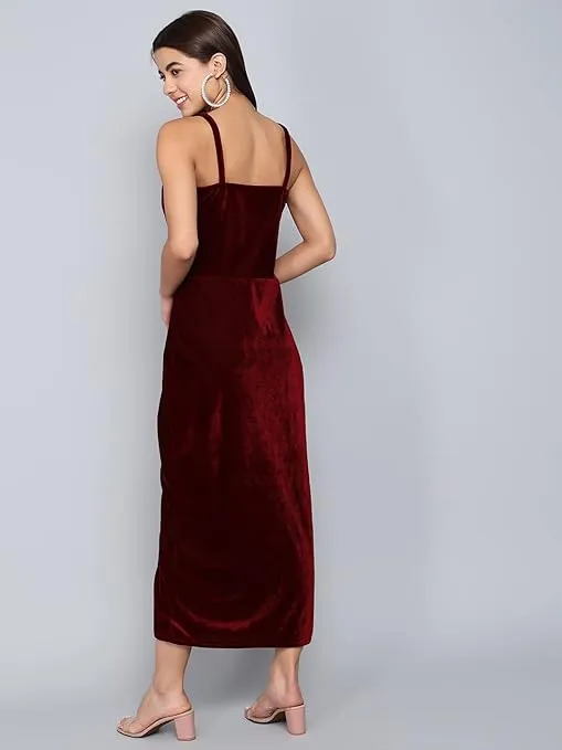 Royal Rouge Velvet Symphony Sleeveless Bodycon Dress