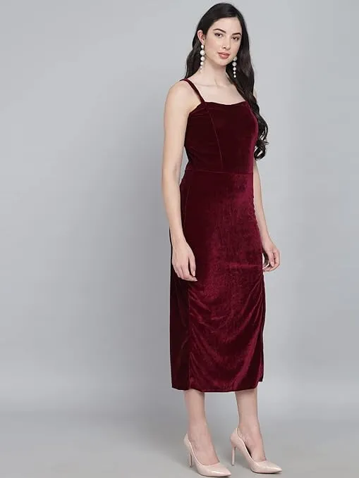 Royal Rouge Velvet Symphony Sleeveless Bodycon Dress