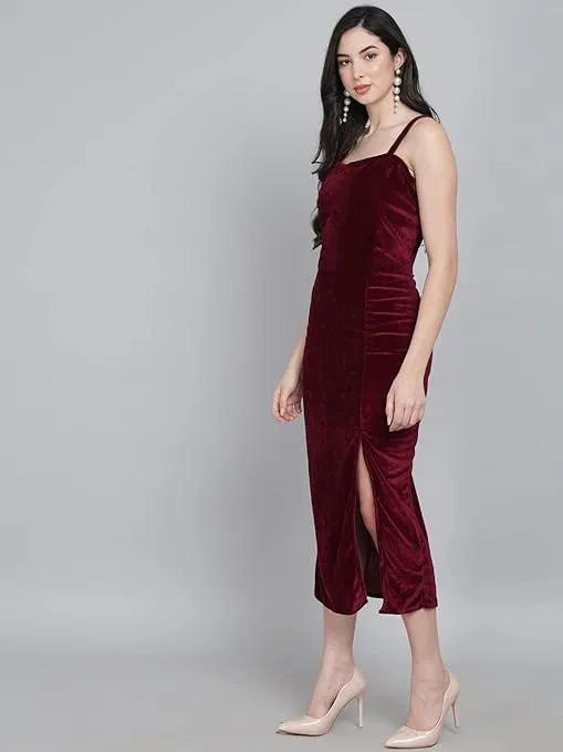 Royal Rouge Velvet Symphony Sleeveless Bodycon Dress