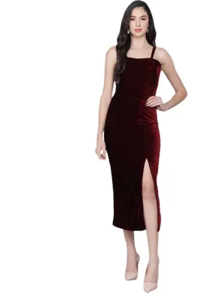 Royal Rouge Velvet Symphony Sleeveless Bodycon Dress