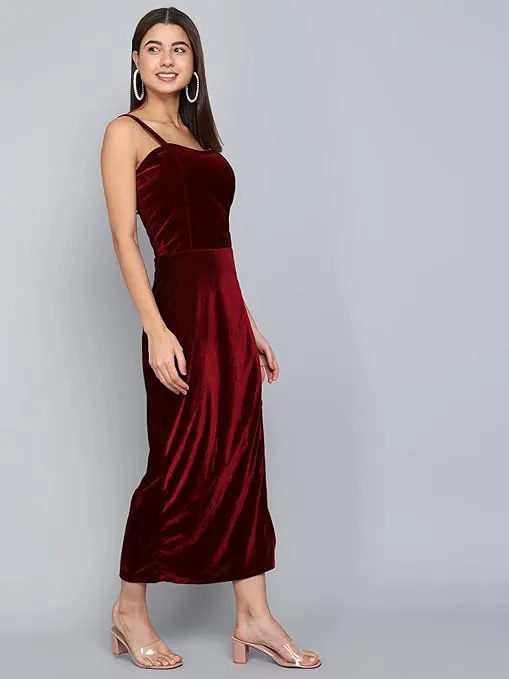 Royal Rouge Velvet Symphony Sleeveless Bodycon Dress