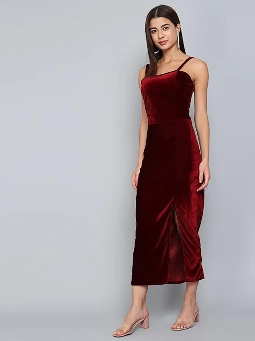 Royal Rouge Velvet Symphony Sleeveless Bodycon Dress