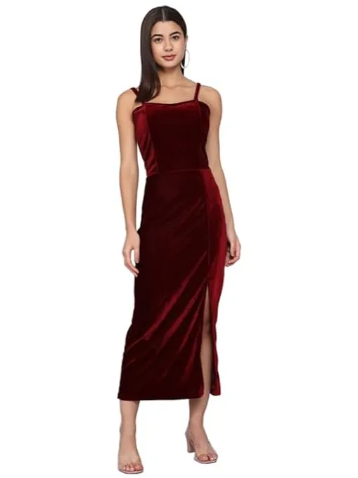 Royal Rouge Velvet Symphony Sleeveless Bodycon Dress
