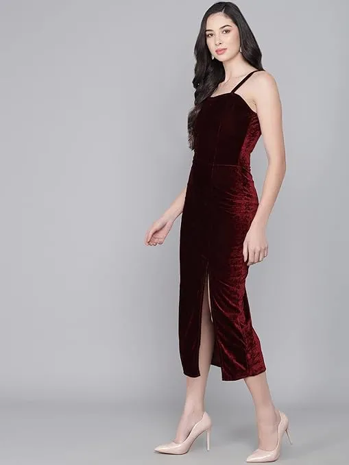 Royal Rouge Velvet Symphony Sleeveless Bodycon Dress