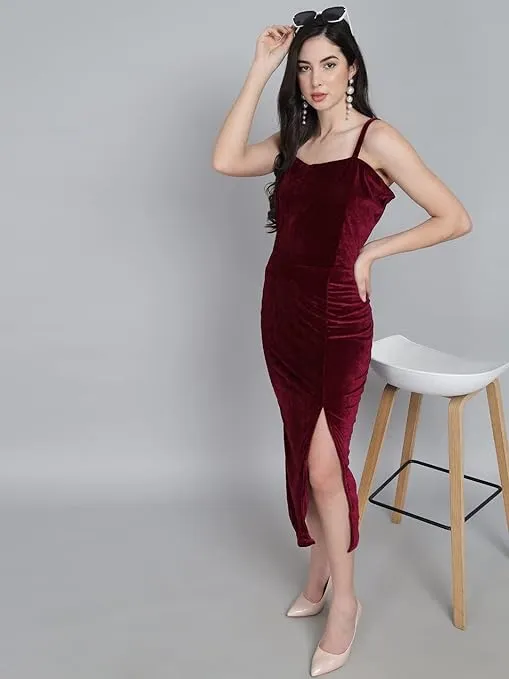 Royal Rouge Velvet Symphony Sleeveless Bodycon Dress