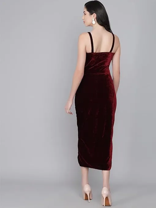 Royal Rouge Velvet Symphony Sleeveless Bodycon Dress