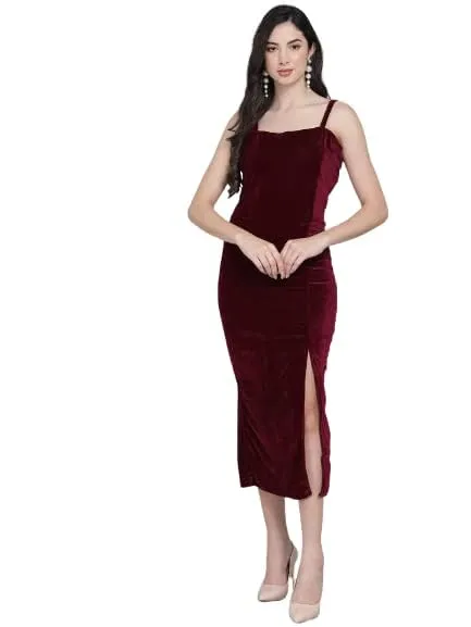 Royal Rouge Velvet Symphony Sleeveless Bodycon Dress