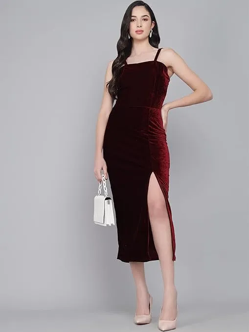 Royal Rouge Velvet Symphony Sleeveless Bodycon Dress