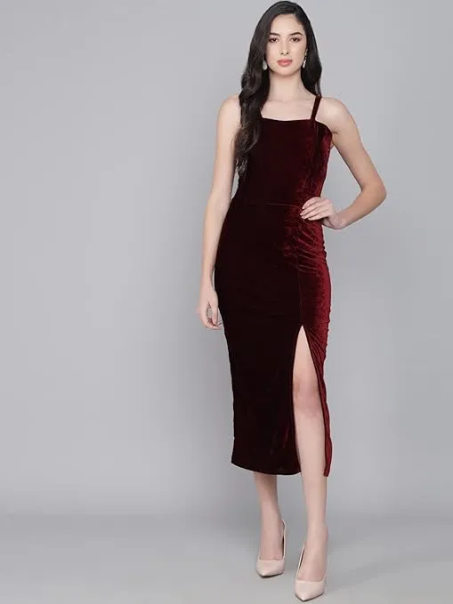 Royal Rouge Velvet Symphony Sleeveless Bodycon Dress