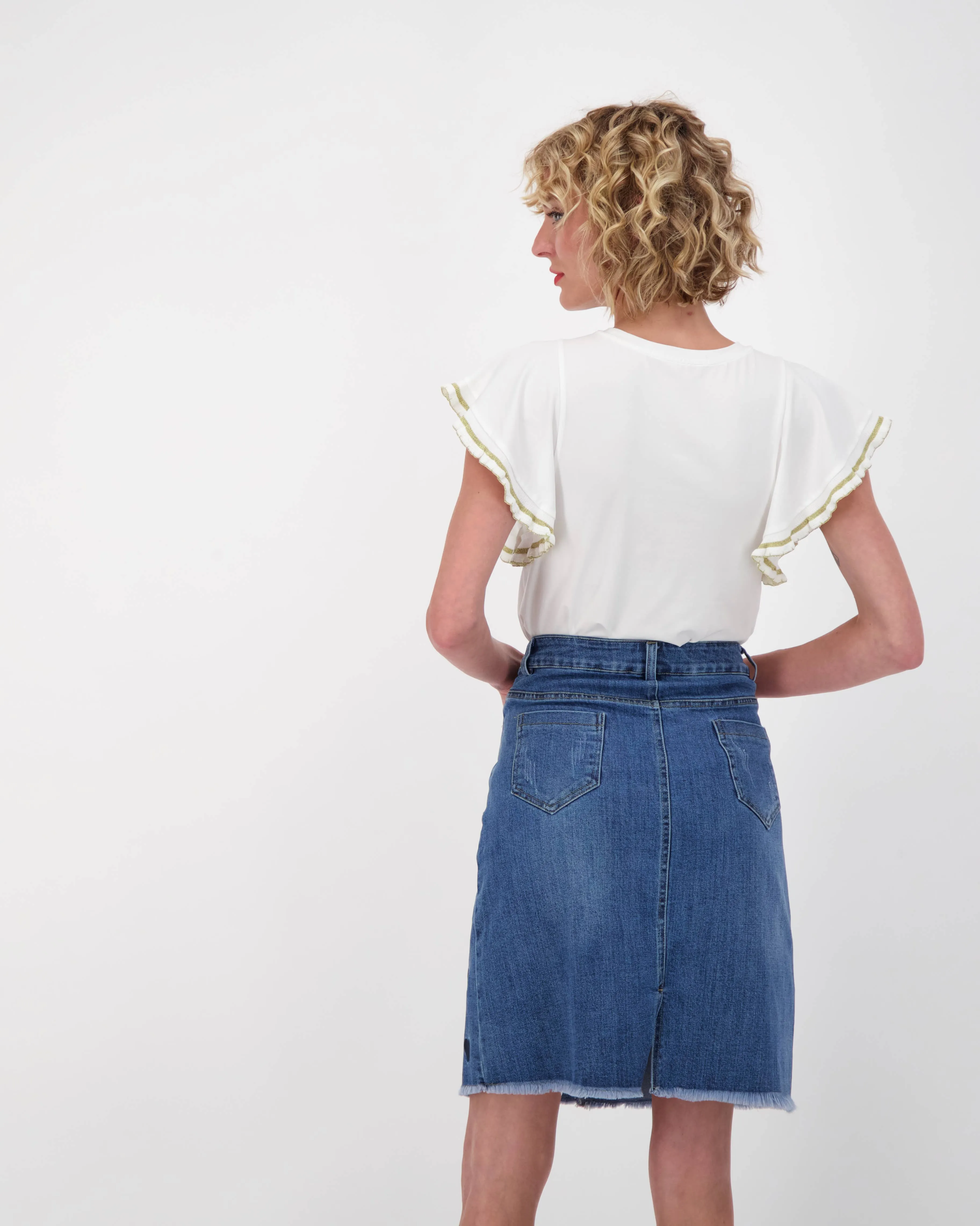 Ruffle Armhole Knit Top