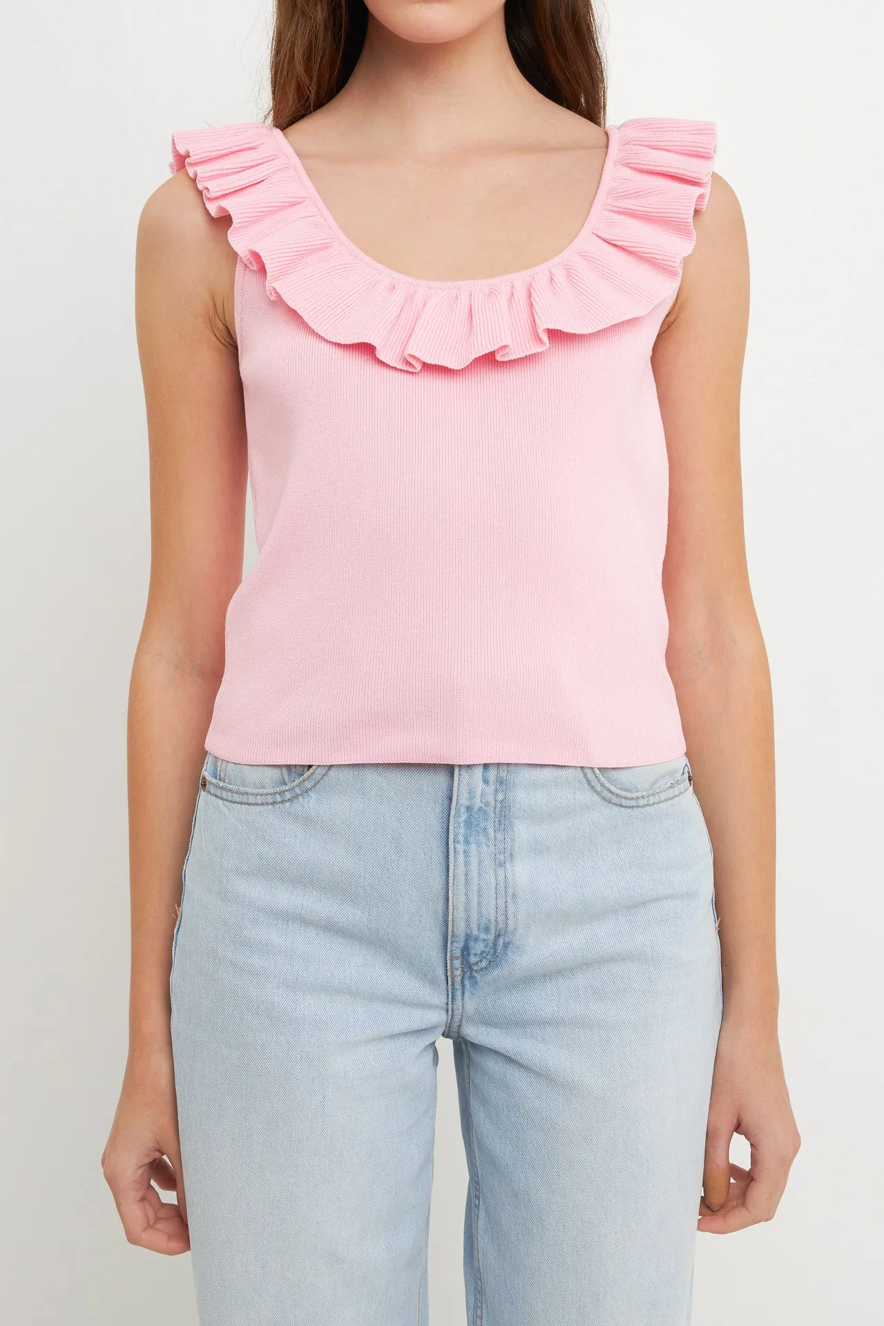 Ruffle Neck Knit Top