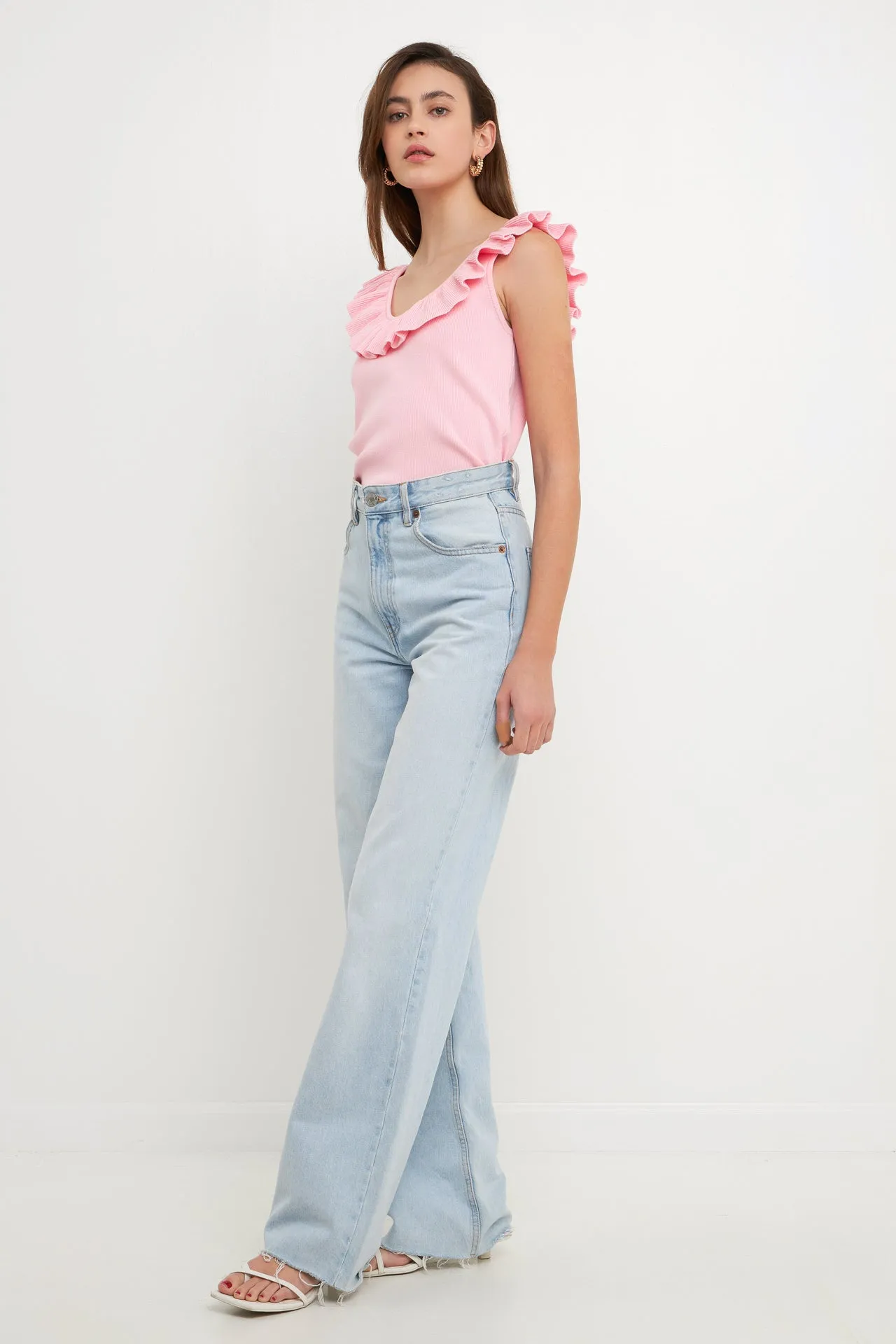 Ruffle Neck Knit Top