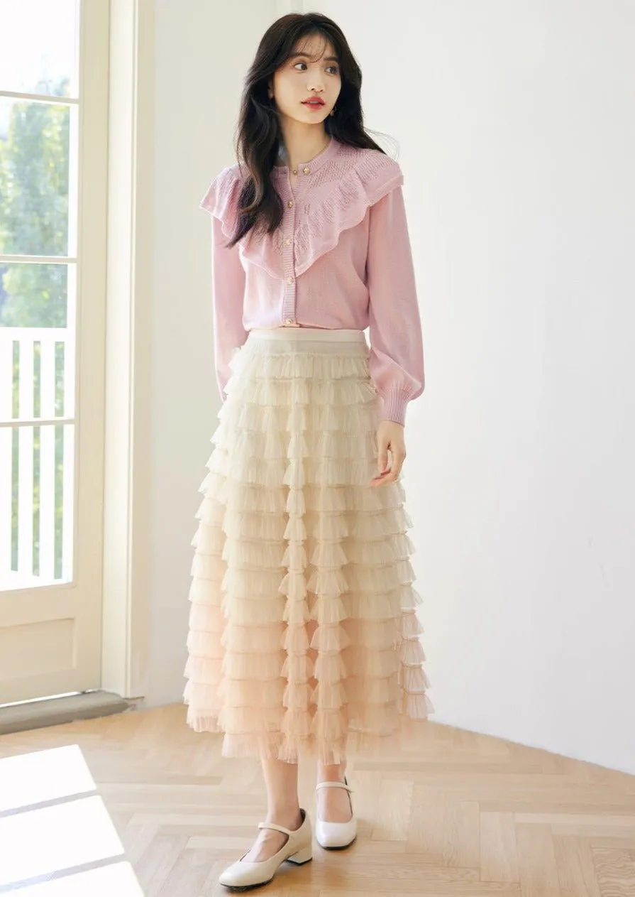 RUFFLED PINK KNIT TOP