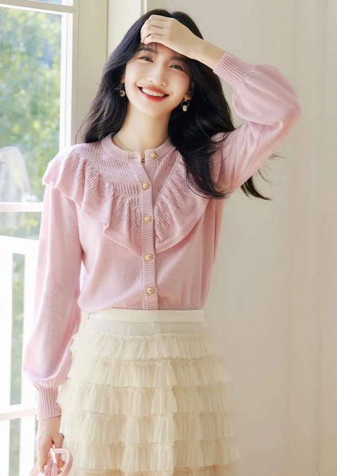 RUFFLED PINK KNIT TOP