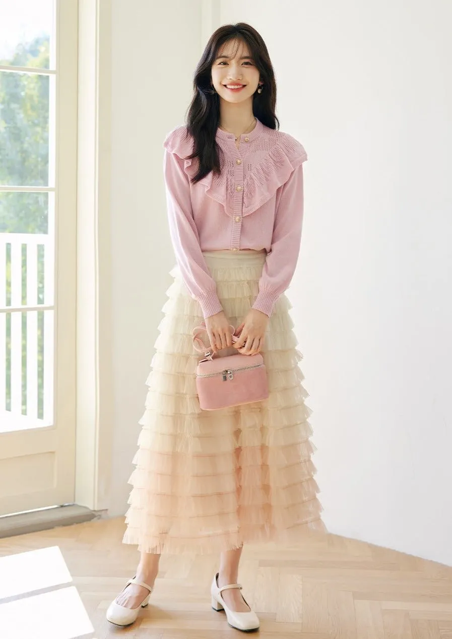 RUFFLED PINK KNIT TOP