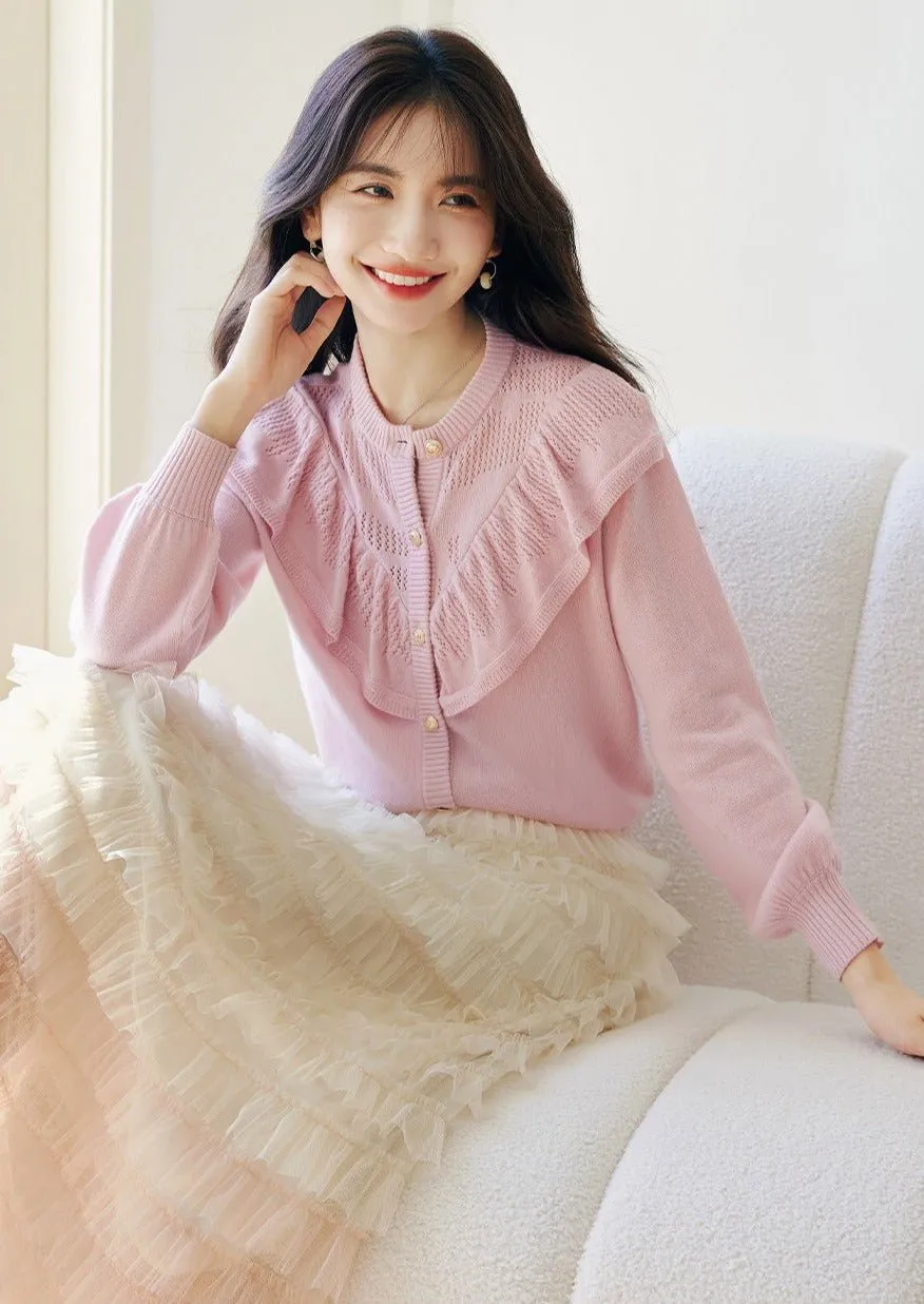 RUFFLED PINK KNIT TOP