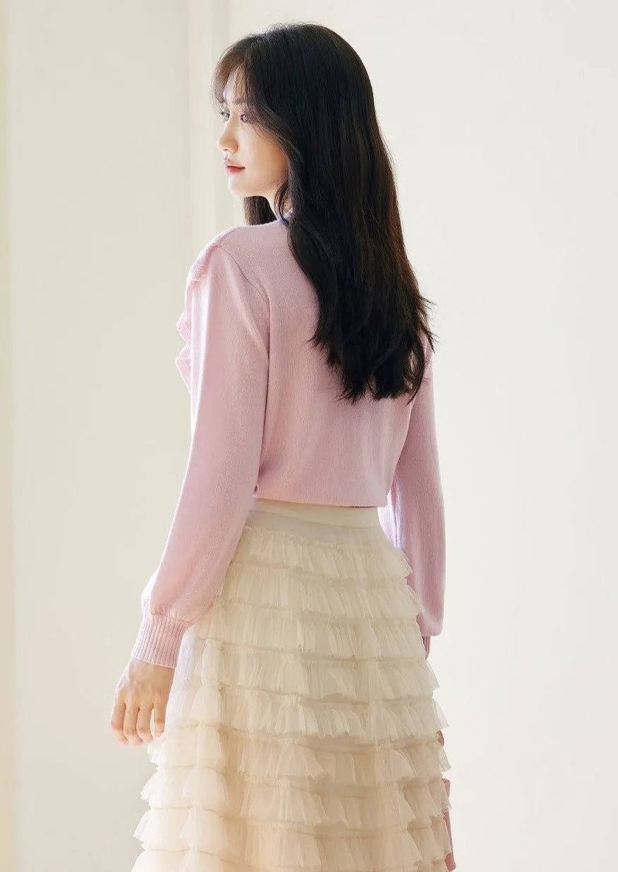 RUFFLED PINK KNIT TOP