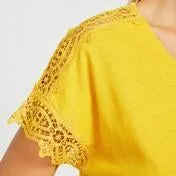 Saffron Lace Sleeve Top