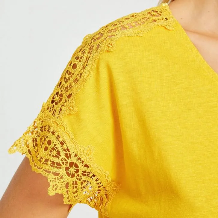 Saffron Lace Sleeve Top