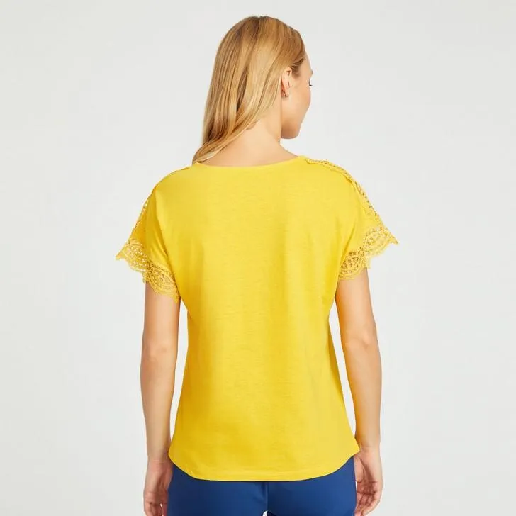 Saffron Lace Sleeve Top