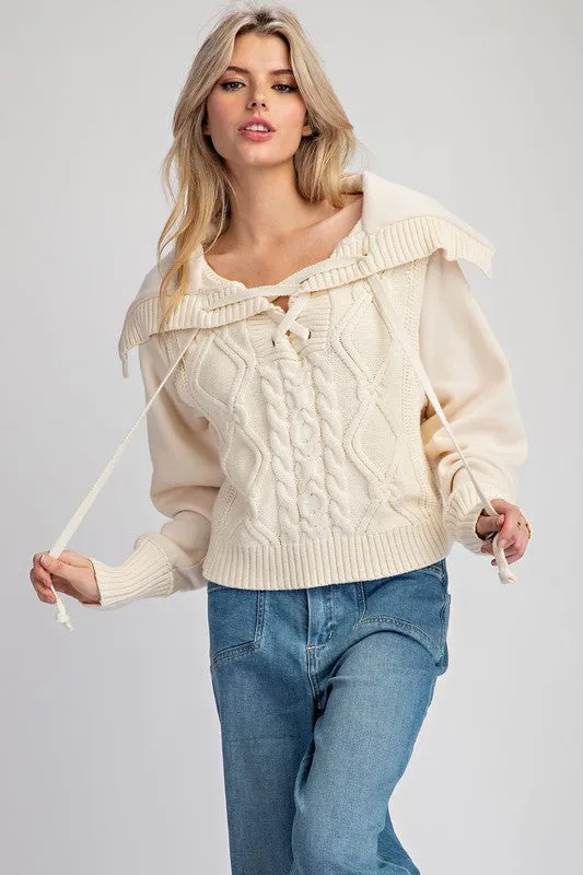 Sailor Cropped Sweater Top