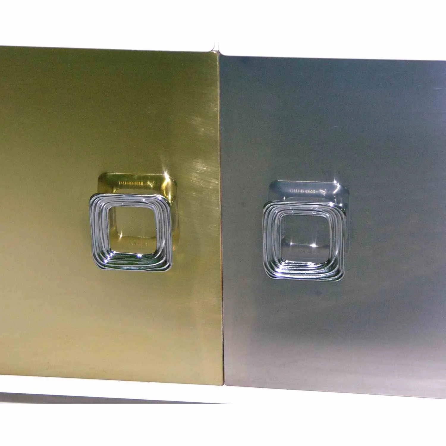 Sandro Petti 1970s Italian Modern Chrome and Brass White Lacquered Credenza
