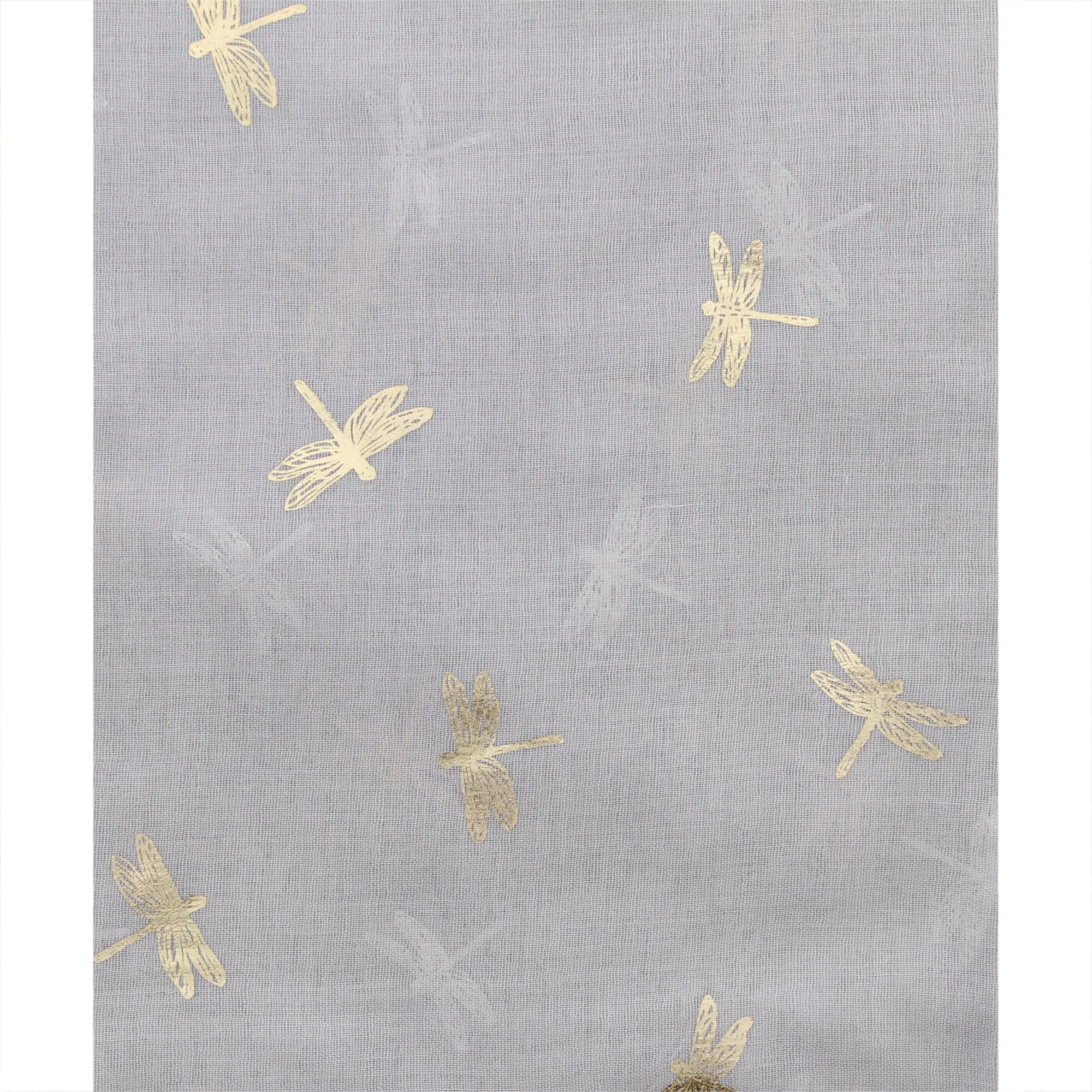 Scarf with Small Gold Foil Dragonfly Print