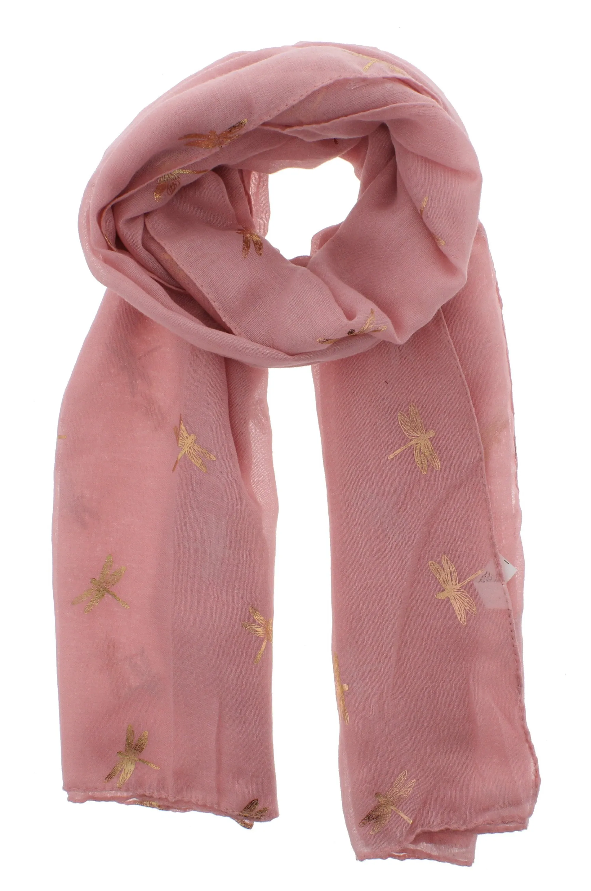 Scarf with Small Gold Foil Dragonfly Print