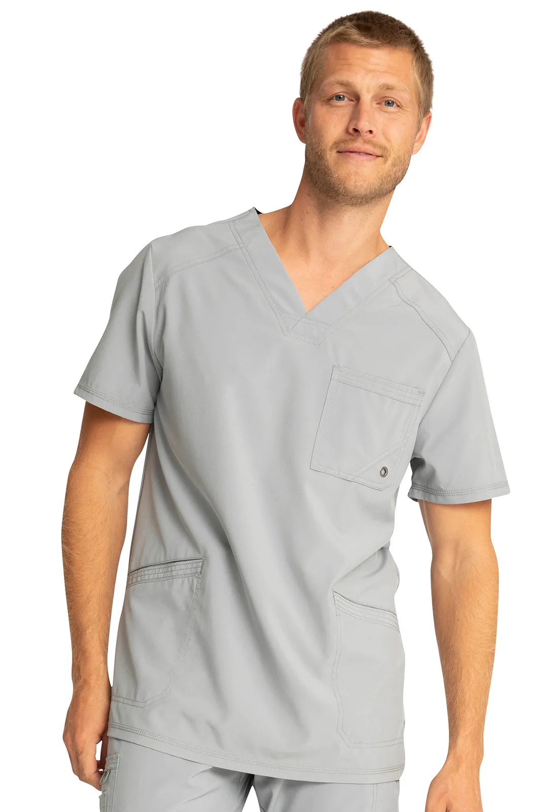 Scrub Top - Cherokee Infinity Men's V-Neck Top - Grey, CK900A