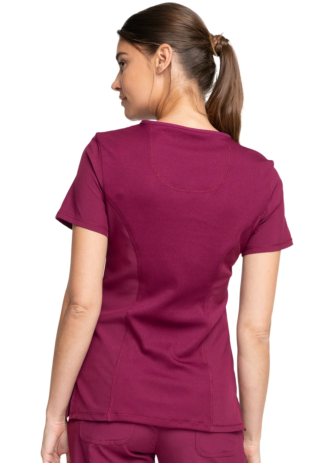 Scrub Top - Cherokee Infinity Women's Mock Wrap Top - Wine, 2625A