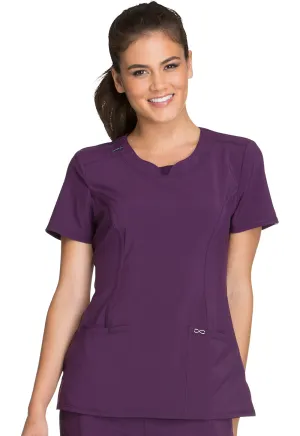 Scrub Top - Cherokee Infinity Women's Round Neck Top - Eggplant, 2624A