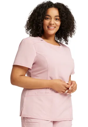 Scrub Top - Cherokee Infinity Women's Round Neck Top - Frosted Rose Heather, 2624A