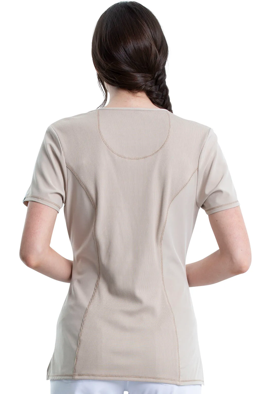 Scrub Top - Cherokee Infinity Women's Round Neck Top - Khaki, 2624A
