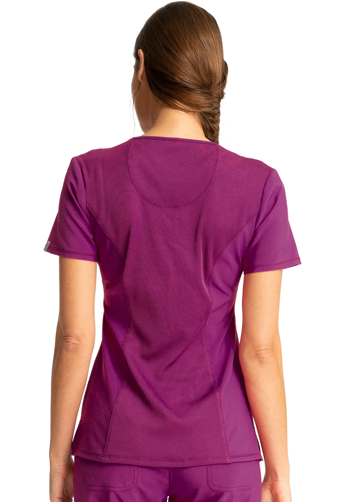 Scrub Top - Cherokee Infinity Women's Round Neck Top - Orchid Flower, 2624A