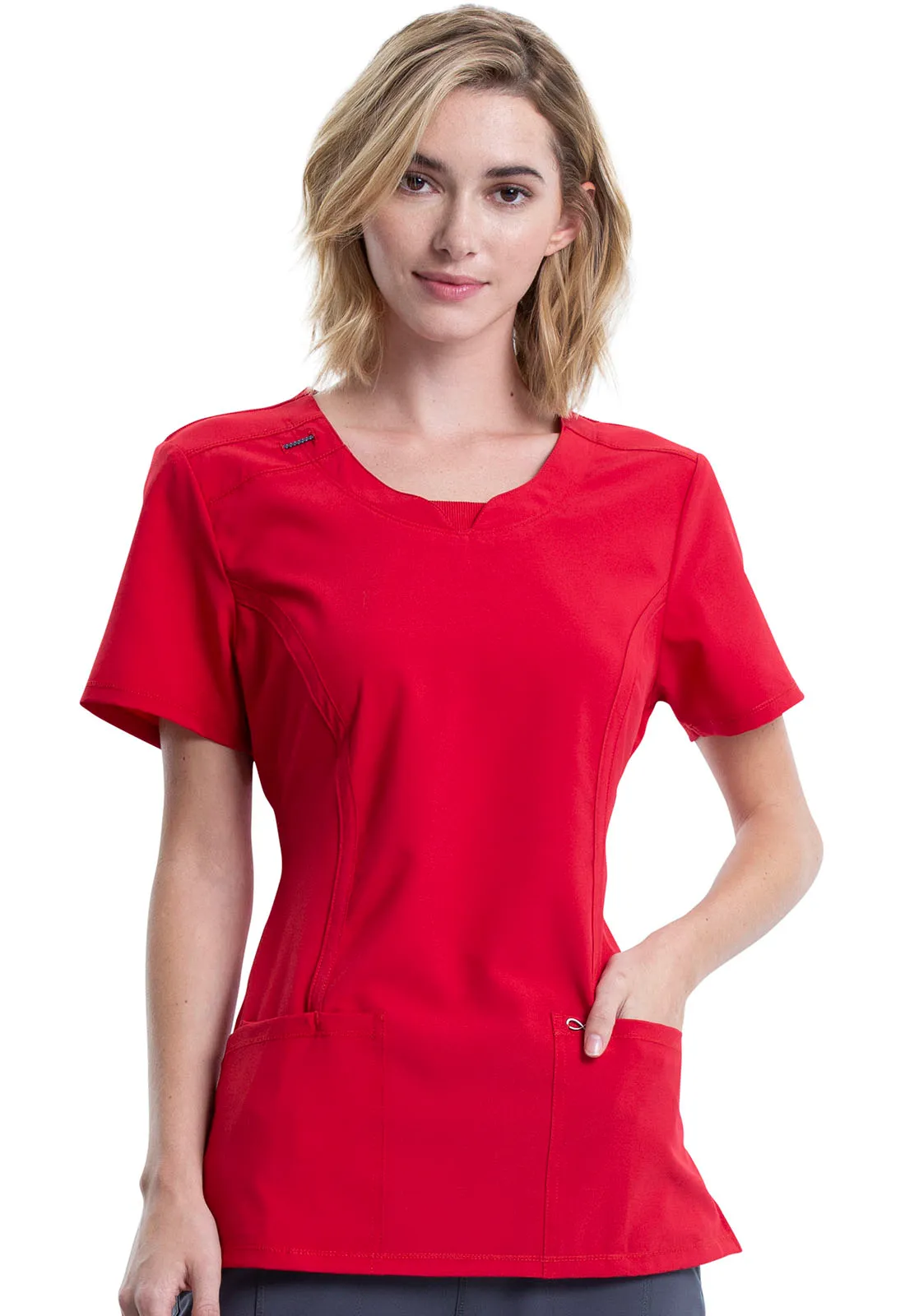 Scrub Top - Cherokee Infinity Women's Round Neck Top - Red, 2624A
