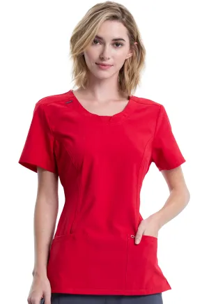 Scrub Top - Cherokee Infinity Women's Round Neck Top - Red, 2624A