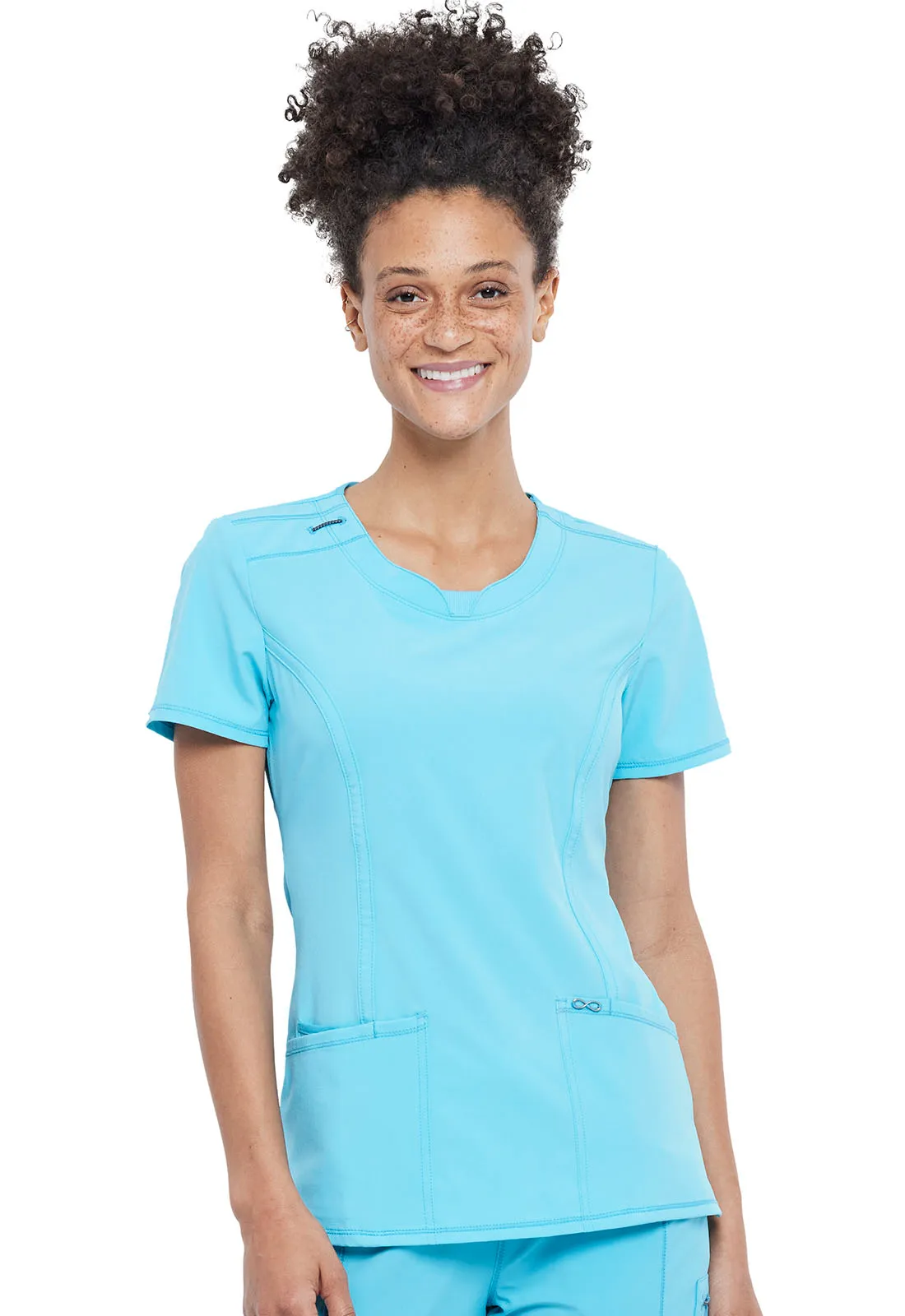 Scrub Top - Cherokee Infinity Women's Round Neck Top - Turquoise, 2624A