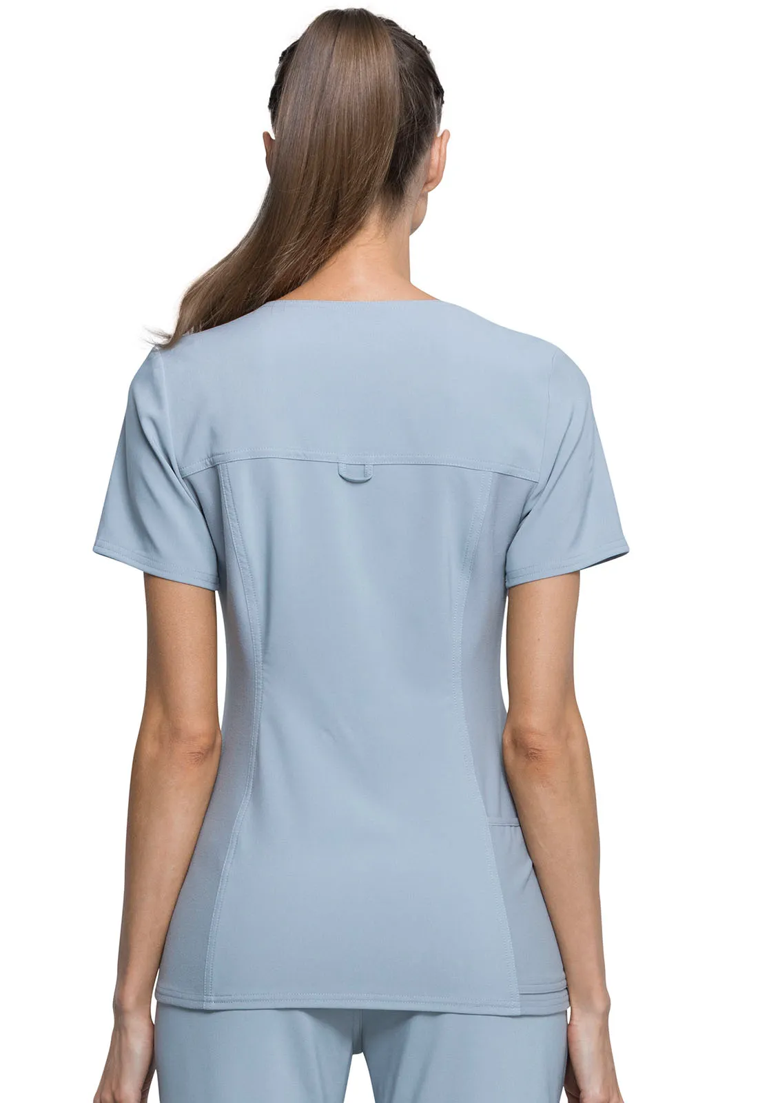 Scrub Top - Cherokee Women's iFlex V-Neck Knit Panel Top - Grey, CK605