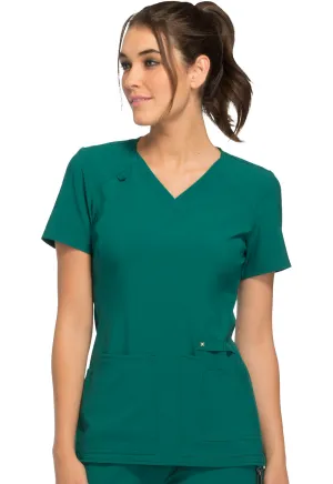Scrub Top - Cherokee Women's iFlex V-Neck Knit Panel Top - Hunter Green, CK605