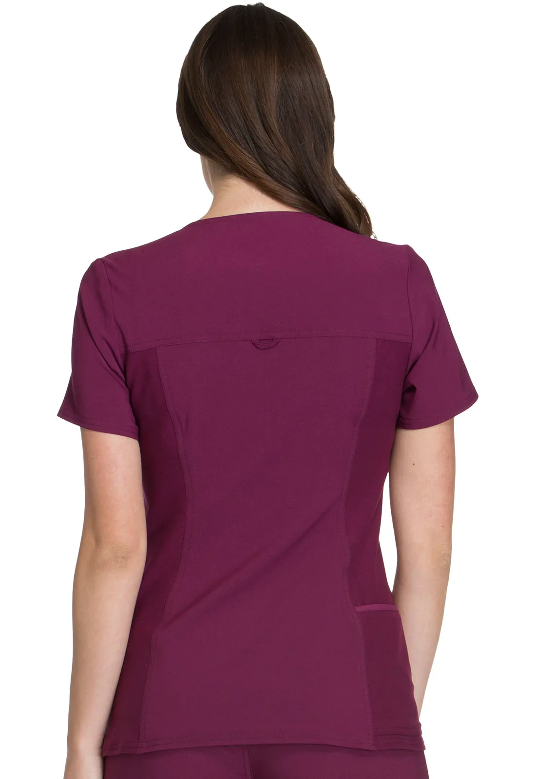 Scrub Top - Cherokee Women's iFlex V-Neck Knit Panel Top - Wine, CK605