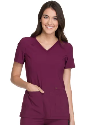 Scrub Top - Cherokee Women's iFlex V-Neck Knit Panel Top - Wine, CK605