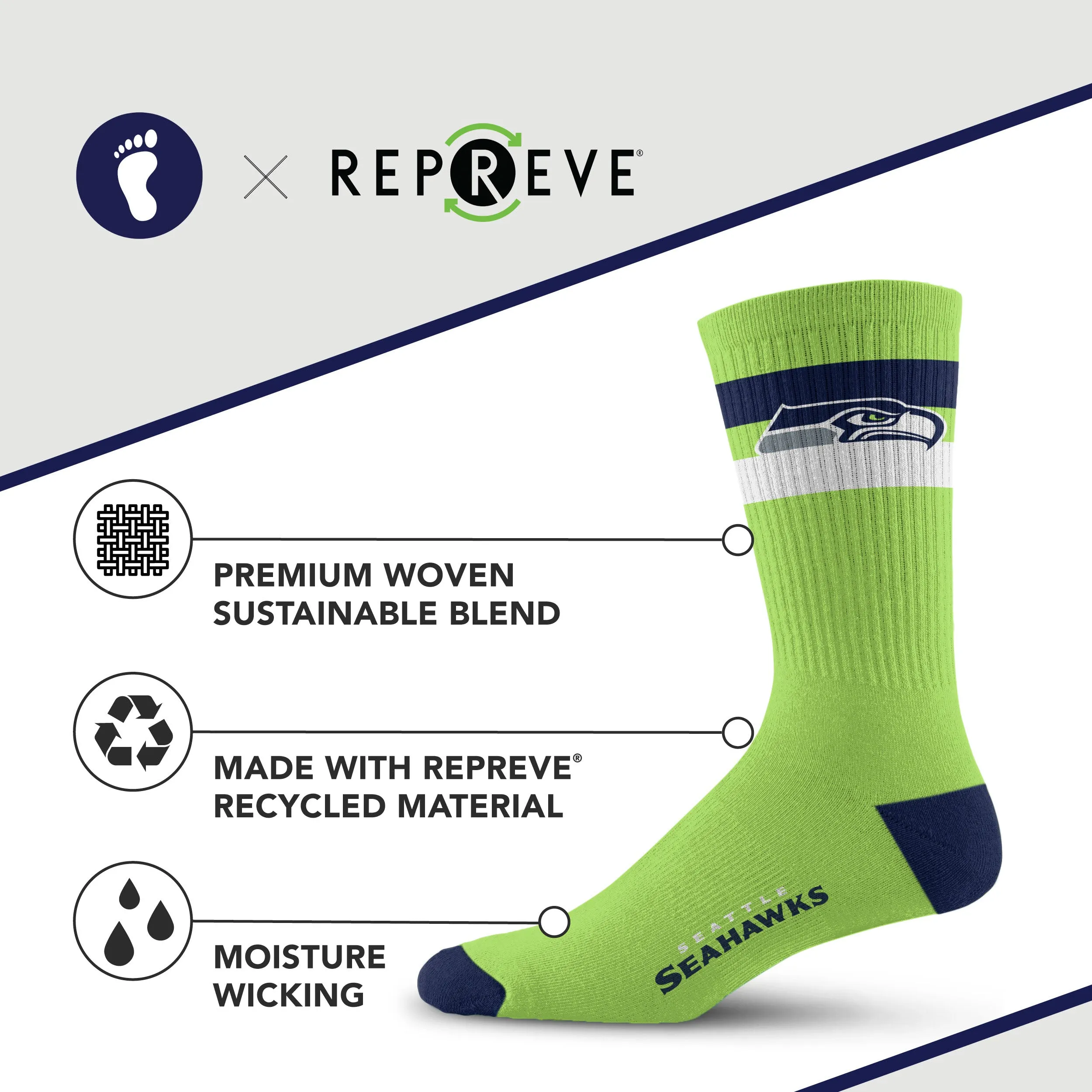 Seattle Seahawks Legend Premium Crew Socks