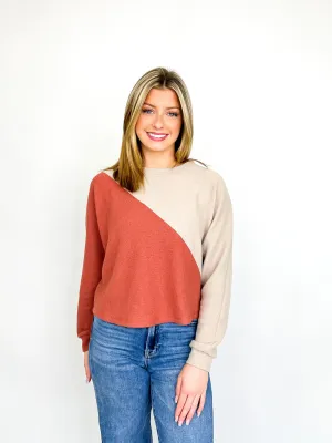 Shannon - Diagonal Color Block Knit Top