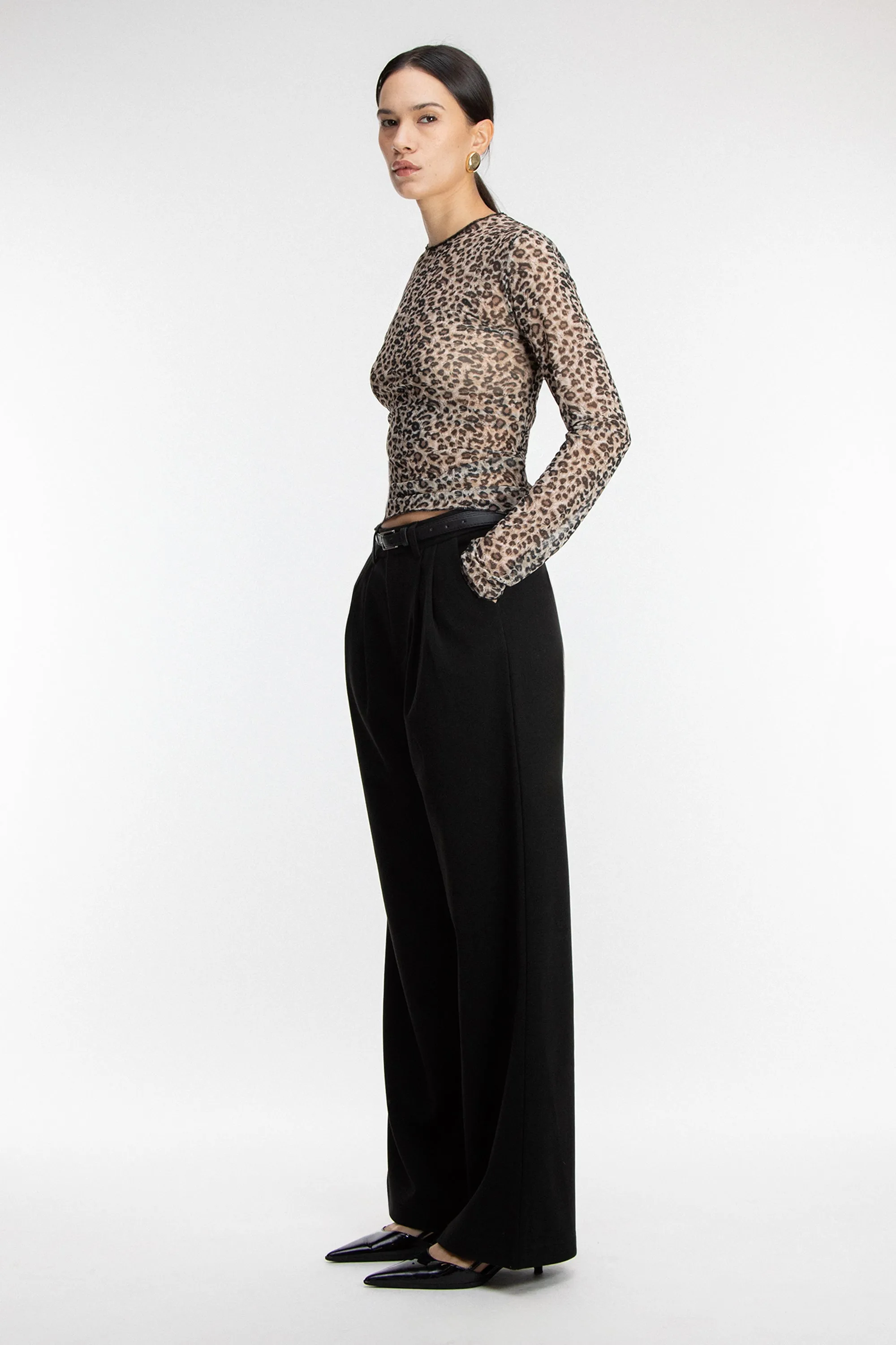 SHEER LEOPARD PRINT TOP