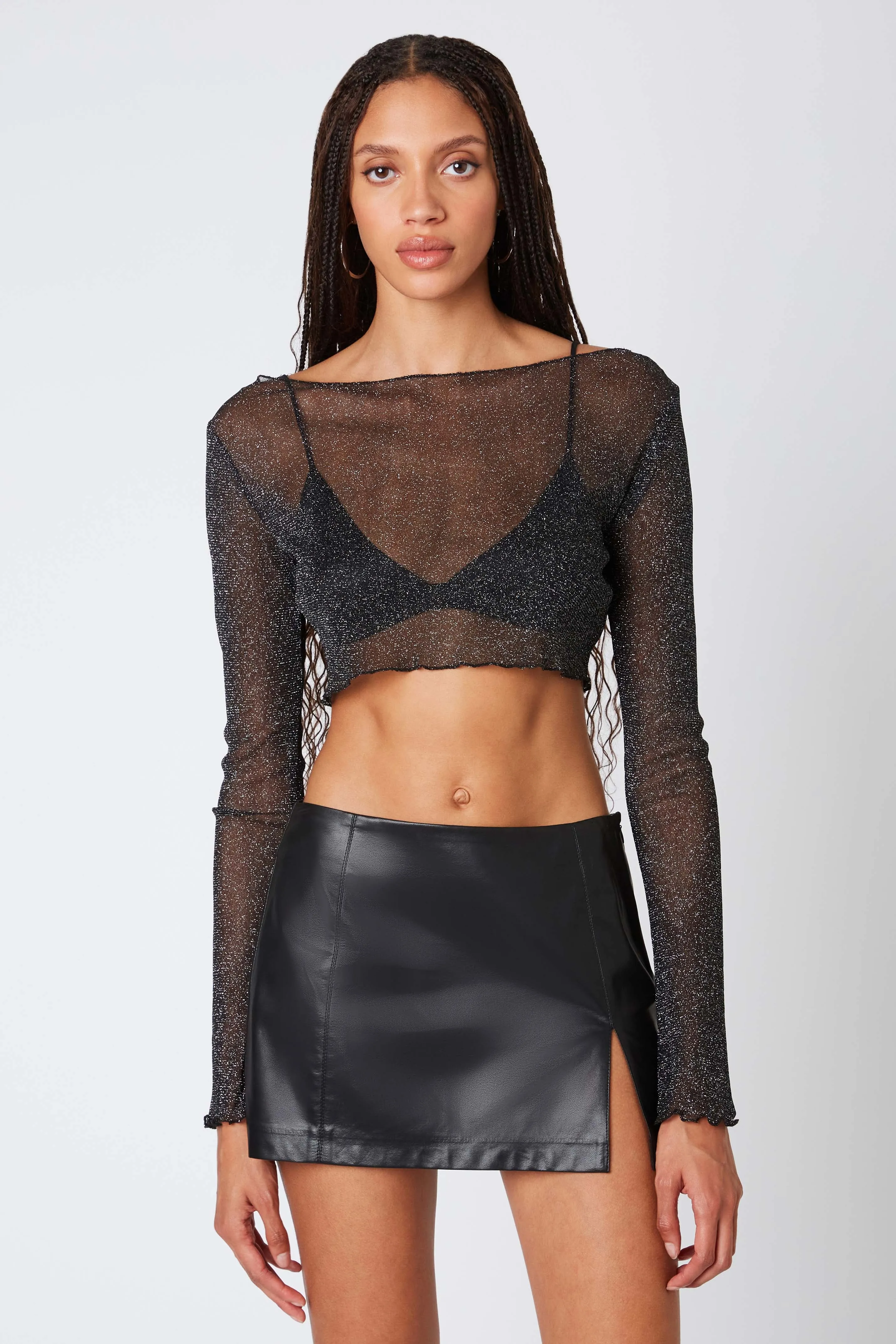 Sheer Lurex Knit Top