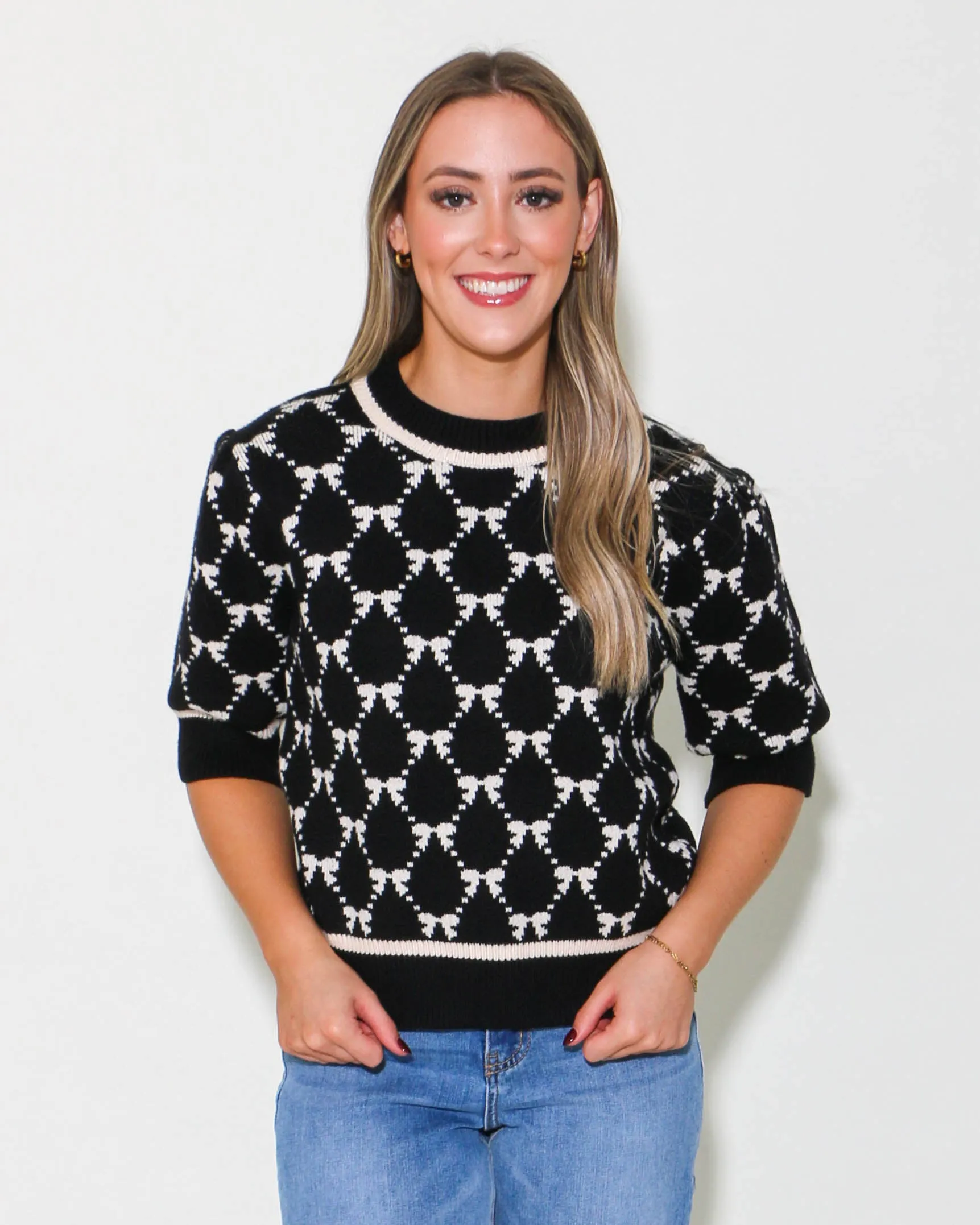 Short Sleeve Knit Top in Black